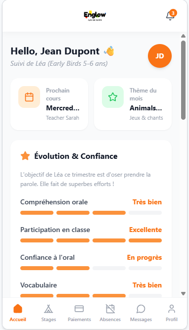 Aperçu de l'application Englow